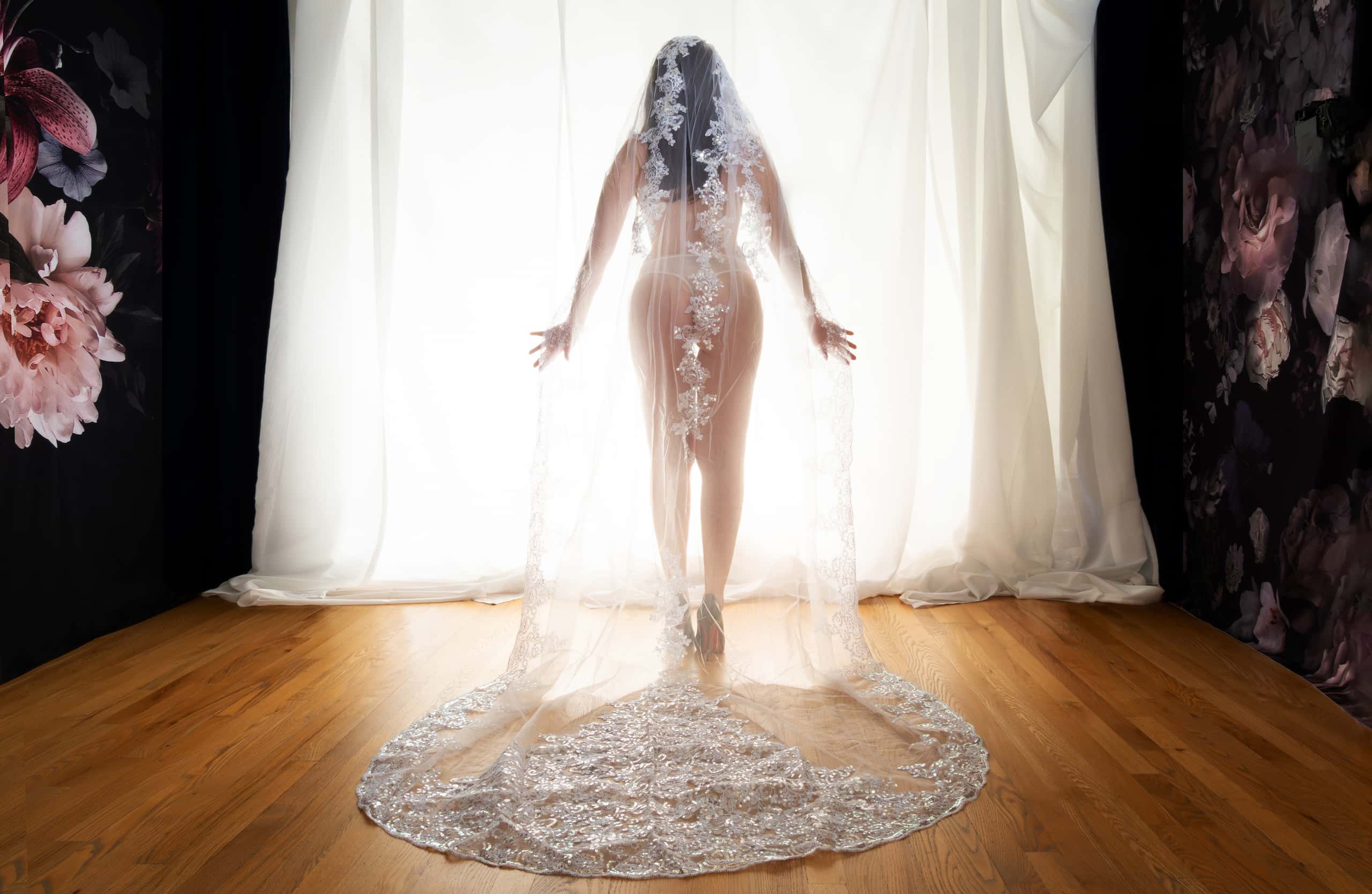 Bride in Wedding Dress, Bridal Boudoir Photography, Denver, Colorado
