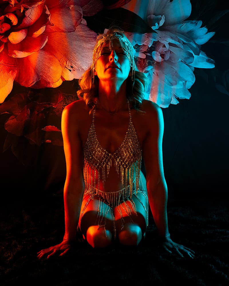 Woman in Colored Lighting