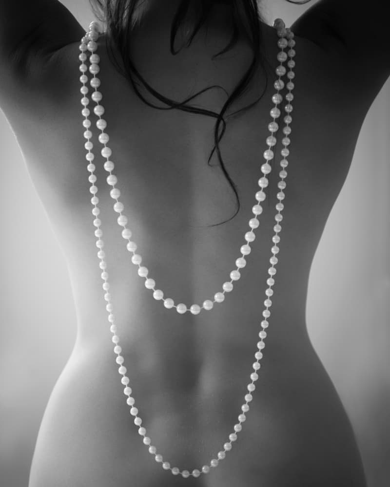 Woman with Pearls, Winter Wonderland, Dream In Blue Photography, Colorado Boudoir